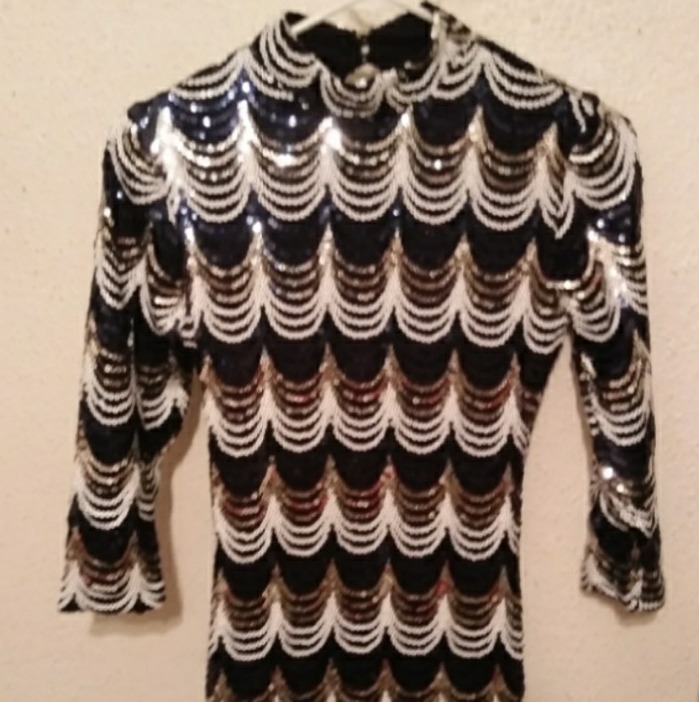 sequined open back dress